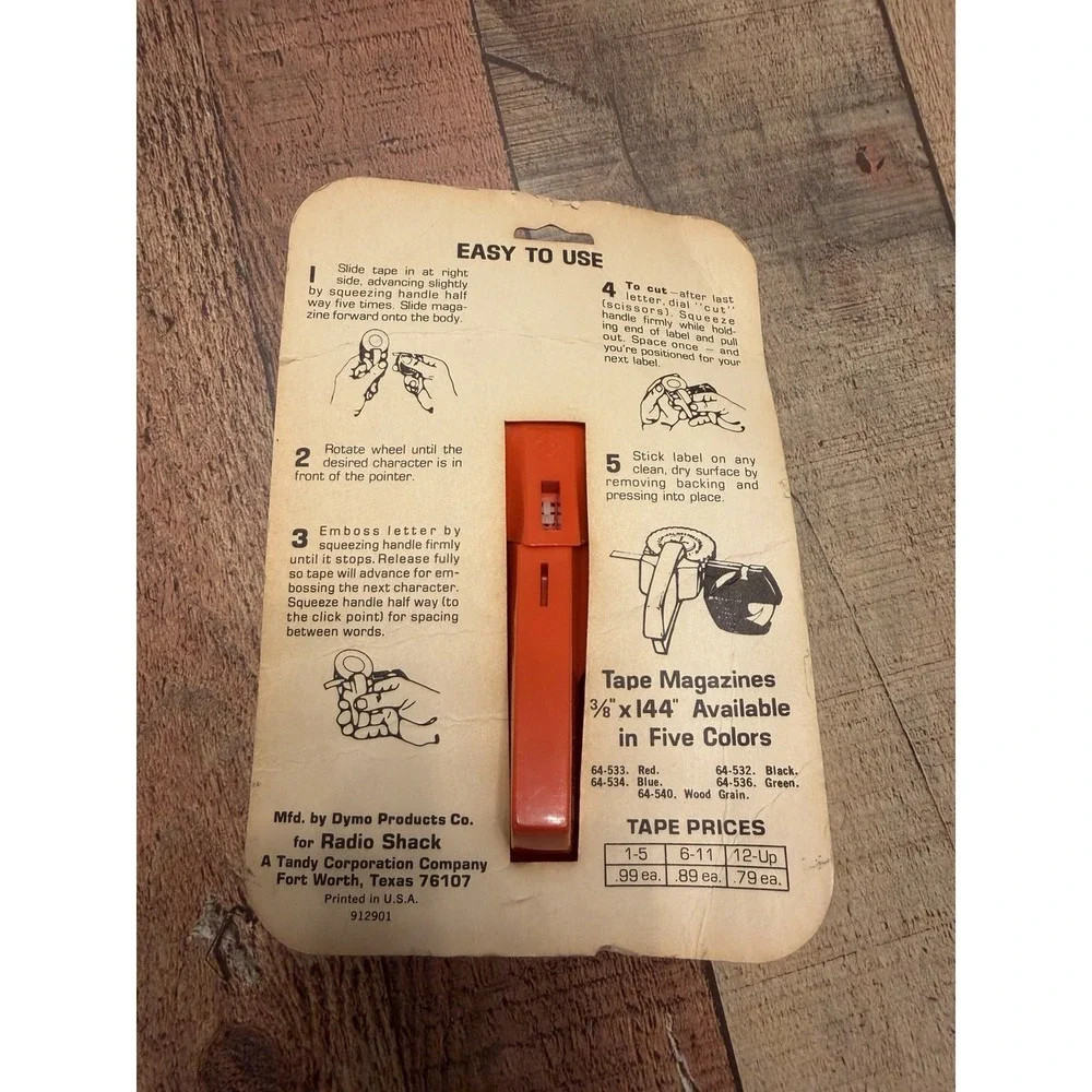 Vintage USA Made Orange DYMO Radio Shack 3/8